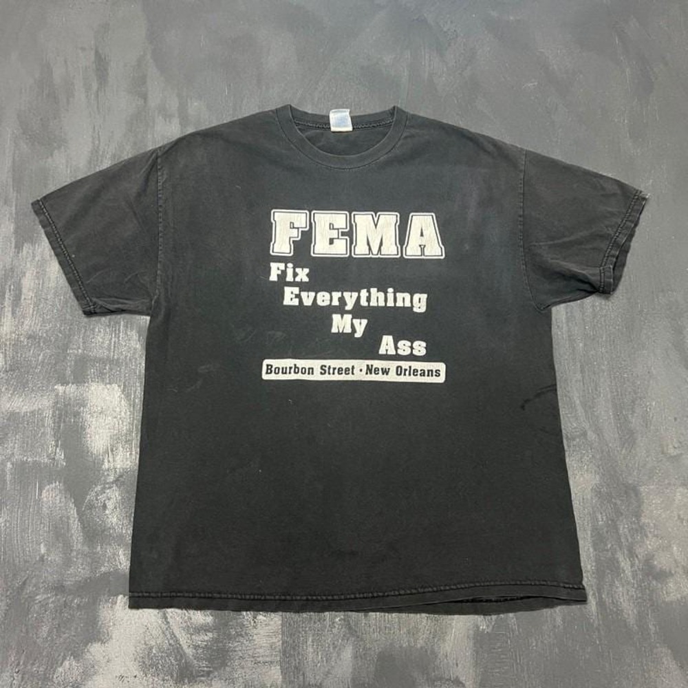 Vintage FEMA Parody Shirt Mens XL‎ Black 1990s Bourbon Street New Orleans